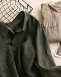Italian export overstock label removed women s cotton and linen shirt dress mid length linen long sleeved top image 3