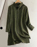 Mid-Length Linen Shirt Dress