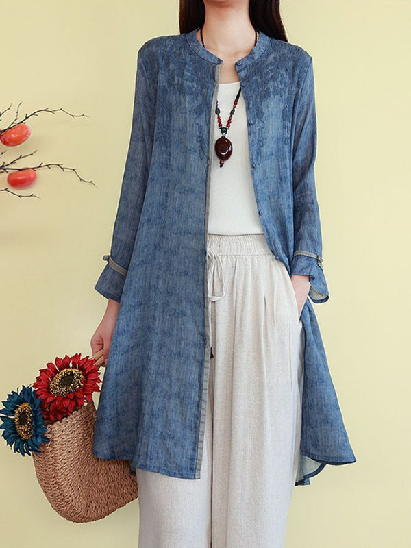 Embroidered Linen Cardigan
