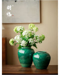 Jingdezhen New Chinese Style Emerald Green Ceramic Vase for Hydroponic Fresh Flowers High End Living Room Ceramic Jar Flower Arrangement Decoration image 0