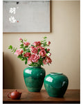 Jingdezhen New Chinese Style Emerald Green Ceramic Vase for Hydroponic Fresh Flowers High End Living Room Ceramic Jar Flower Arrangement Decoration image 1