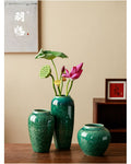 Jingdezhen New Chinese Style Emerald Green Ceramic Vase for Hydroponic Fresh Flowers High End Living Room Ceramic Jar Flower Arrangement Decoration image 3