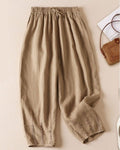 Japanese style export surplus stock retro embroidered linen harem pants for women summer versatile casual cotton and linen cropped pants image 1