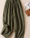 Japanese style export surplus stock retro embroidered linen harem pants for women summer versatile casual cotton and linen cropped pants image 2