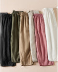 Japanese style export surplus stock retro embroidered linen harem pants for women summer versatile casual cotton and linen cropped pants image 4