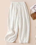 Embroidered Linen Harem Pants