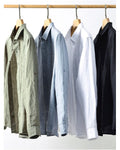 Men s linen shirt long sleeved casual spring 2026 white cotton and linen shirt loose fitting linen top image 2