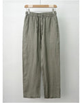 Men s pure linen casual trousers loose fit straight leg wide leg men s drawstring new Chinese style trousers summer trend image 1
