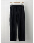 Men s pure linen casual trousers loose fit straight leg wide leg men s drawstring new Chinese style trousers summer trend image 3