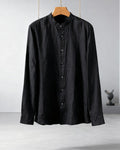 Relaxed Linen Stand-Collar Shirt