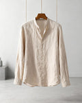 Relaxed Linen Stand-Collar Shirt