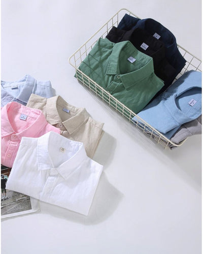 Cotton-Linen Short-Sleeve Shirt