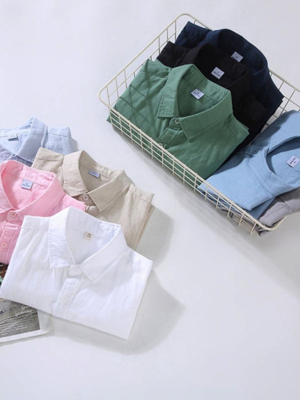 Cotton-Linen Short-Sleeve Shirt