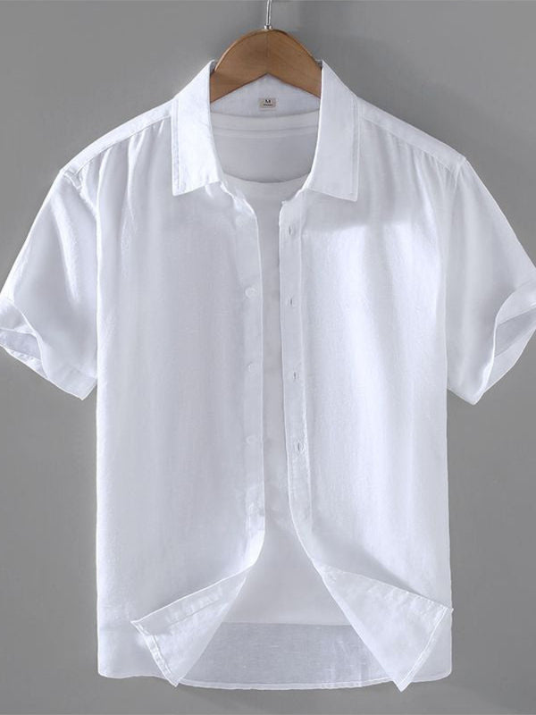 Cotton-Linen Short-Sleeve Shirt