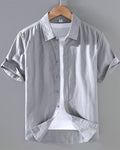 Cotton-Linen Short-Sleeve Shirt