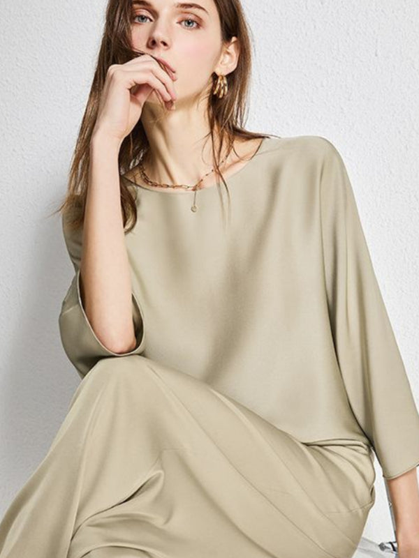 Mulberry Silk Satin Top & Trousers