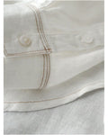 High end linen stand up collar shirt for women spring style mid length literary solid color simple loose long sleeved cardigan cotton and linen top image 3
