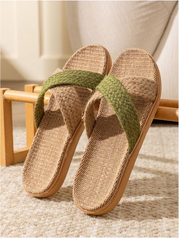 Woven Linen Home Slippers