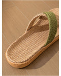 TuoTao New Linen Slippers Summer Men s and Women s Home Indoor Breathable Sweat Absorbing Soft Sole Floor Sandals Thick Sole image 1