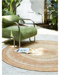 Hand woven jute Indian round rug linen mat straw knotted Nordic style living room balcony pastoral style image 0
