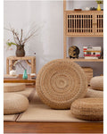 Straw woven cushion tatami mat floor mat Japanese style thickened rattan woven round home meditation mat grass mat image 0