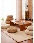 Straw woven cushion tatami mat floor mat Japanese style thickened rattan woven round home meditation mat grass mat image 2