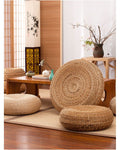 Straw woven cushion tatami mat floor mat Japanese style thickened rattan woven round home meditation mat grass mat image 4