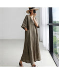 Women s Loose Cotton Linen Shirt Dress image 1