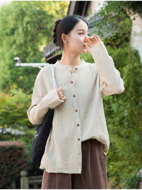 Women s Cotton Linen V Neck Blouse