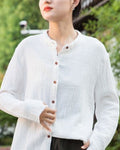 Women s Cotton Linen V Neck Blouse