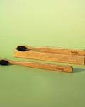 Bamboo toothbrush with charcoal bristles